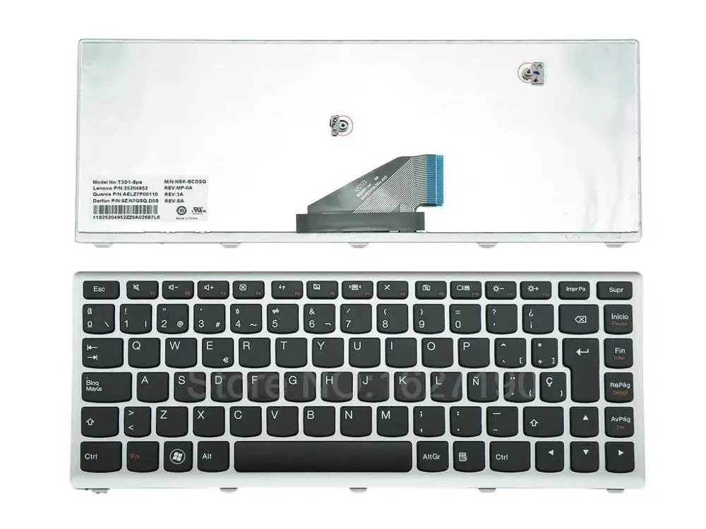 

SP Spanish Keyboard for LENOVO U310 SILVER FRAME PN:25204982 AELZ7P00120 9Z.N7GSQ.E0S New Laptop Keyboards With