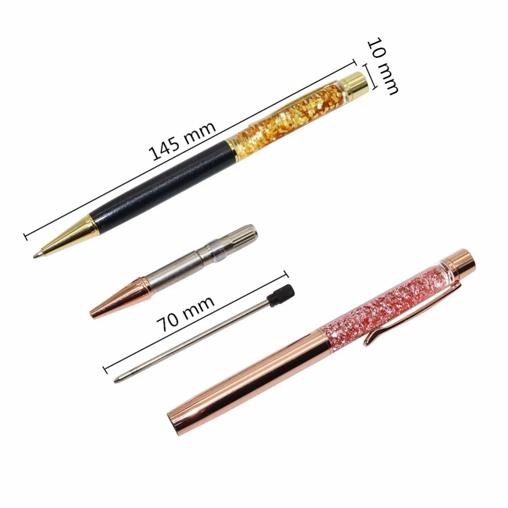 Creatively 1.0mm Luxury Ballpoint oil crystal Gold foil Metal Copper colorful high-grade gold powder quicksand pen