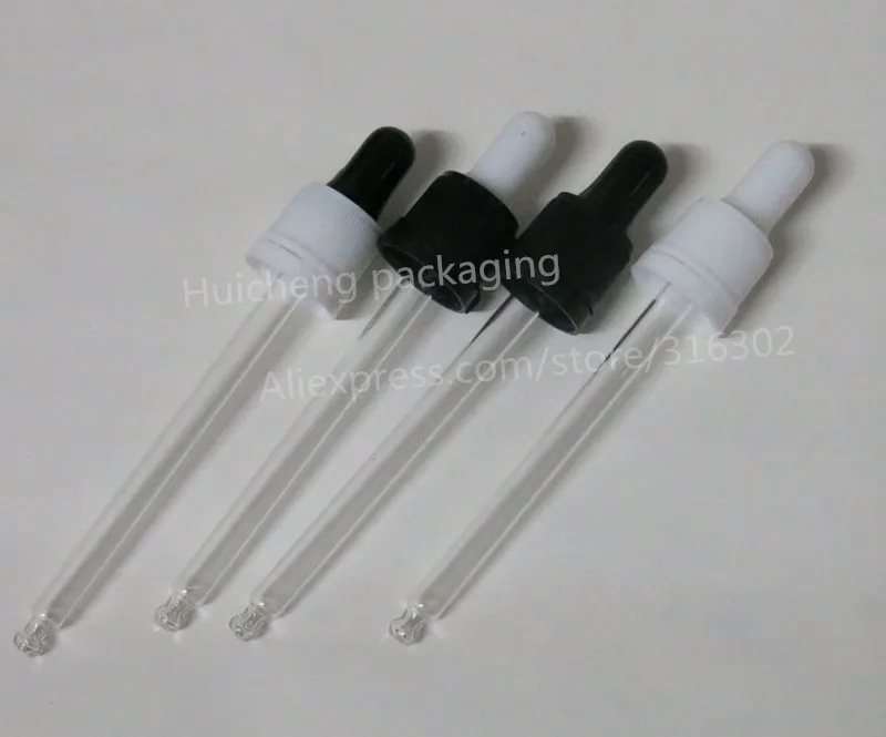 100 x Black White Tamper Evident Dropper Cap 18mm glass pipette dropper  Piepette Glass Dropper only