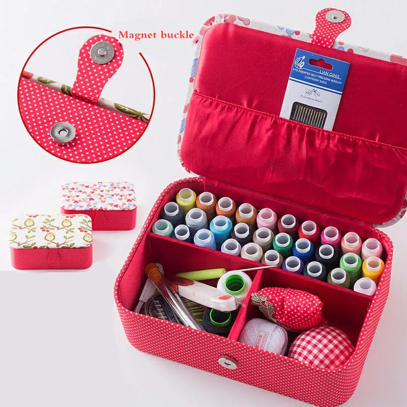 

Fabric Sewing Box for Home and Wedding, Dowry Sewing Kit, Needle Tape, Scissor, Multifunction Threads, 33 Stitching