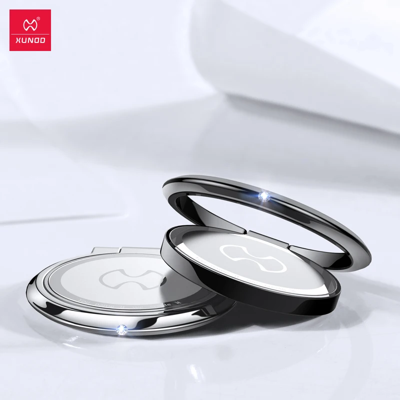 XUNDD 指輪ホルダーユニバーサル携帯電話キックスタンドスタンド調節可能なシルバーメタル iPhone Xiaomi Huawei 社サムスン