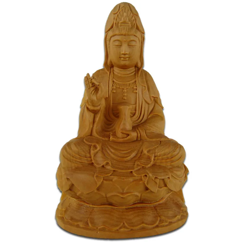 

Wholesale Boxwood Carvings Nanhai Guanyin Car Ornaments Wood Crafts Home Buddhist Decorations