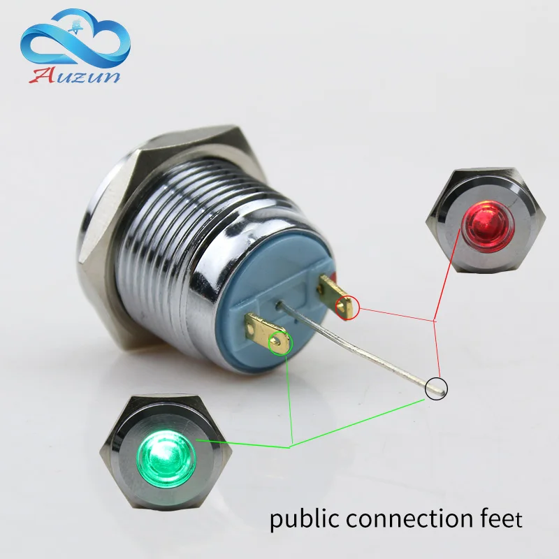 16mm double-color metal indicator light positive input negative input 3welding feet 6V 12V 24V 110V 220V