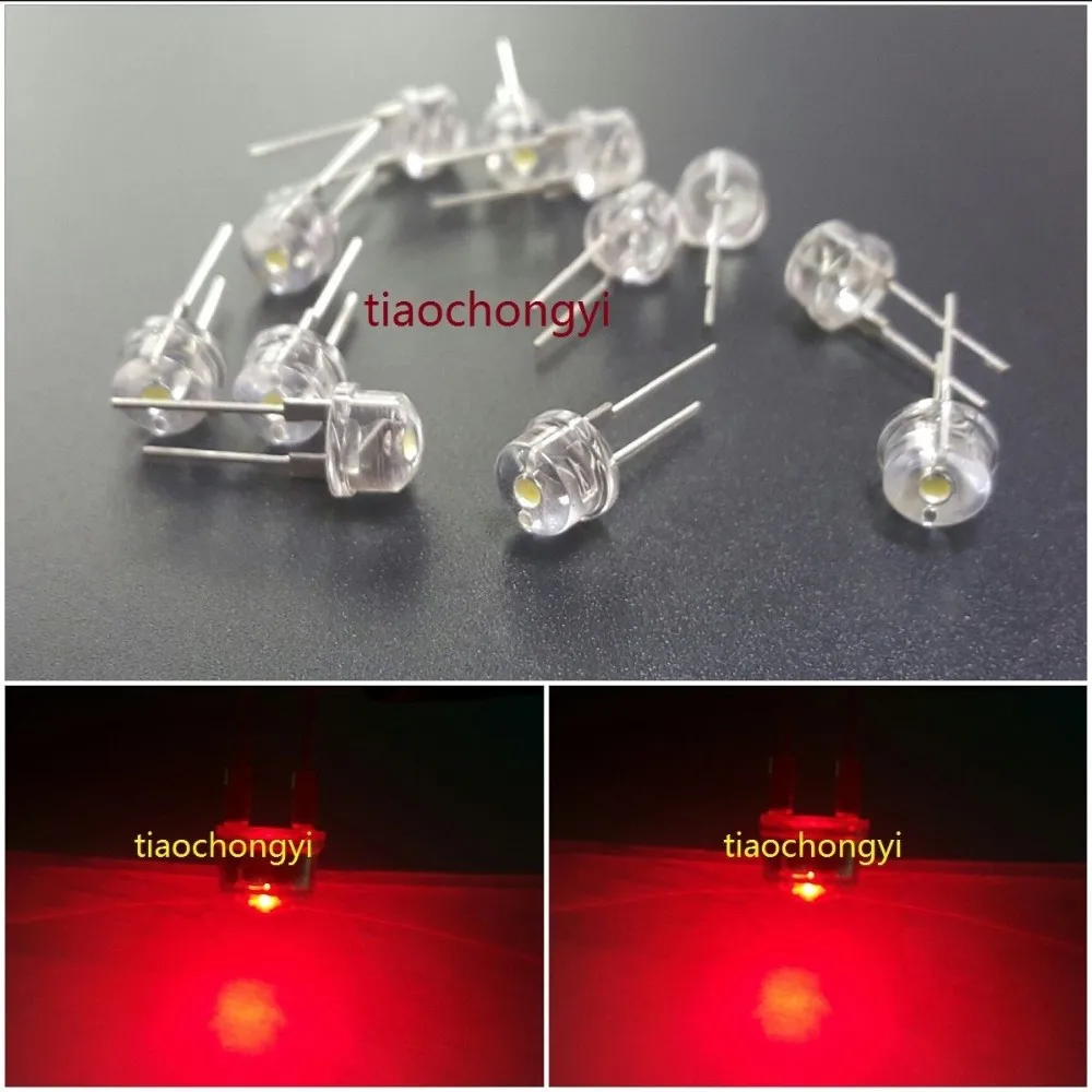 Hot New 100pcs 2pin 8mm 0.5W Wide Angle Bright High Power LED (Red Green Blue Yellow White )