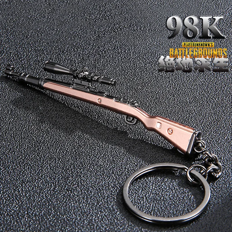 3PCS/Set Game PUBG Pan Helmet 98K  Keychain Toys Playerunknown's Battlegrounds Figure Cosplay Props Alloy Model Key Chain Toys