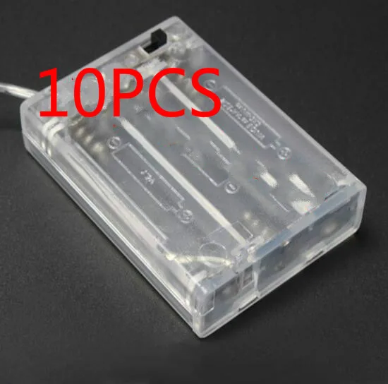 

10PCS Transparent Battery Box 3xAA 4.5V Battery Holder Box Case With NO/OFF Button Switch &Wire Lead For AA Rechargeable Battery