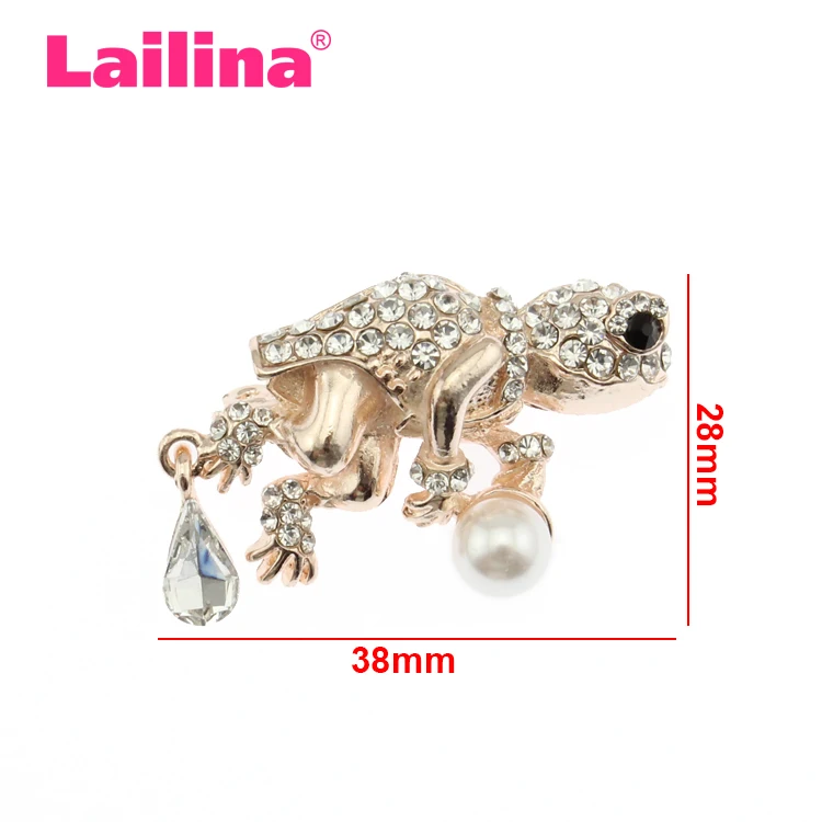 50pcs/lot Fancy frog brooch with pearl lapel pin rhinestone animal brooch pin