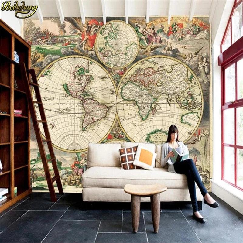 beibehang Custom photo wallpaper mural European retro world nautical map wall papers home decor papel de parede infantil