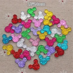 100pcs Mix Colors 12*14mm Mouse Shape Resin Starry Rhinestone Flatback Cabochon DIY Phone/ Craft Decoration