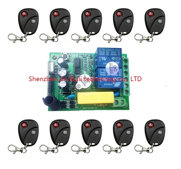 

AC220V 2CH 10A Radio Controller RF Wireless Relay Remote Control Switch 315 MHZ 433 MHZ teleswitch 10 Transmitter +1 Receiver