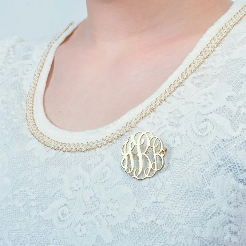 Custom Name Pin Bijoux Femme Stainless Steel Monogram Name Brooch Personalized broche Women Boho Pins Initials Broche Jewelry