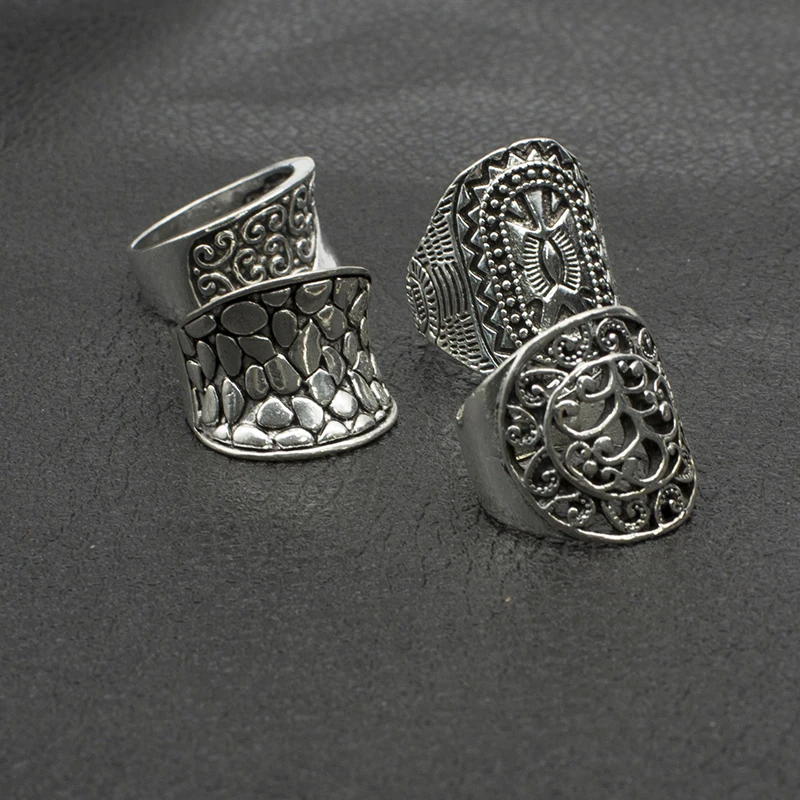 25pcs/lot Mixed Styles Bohemia Animal Rings for Women New Arrival Ancient Silver Plated Hollow Vintage Rings Party Gift