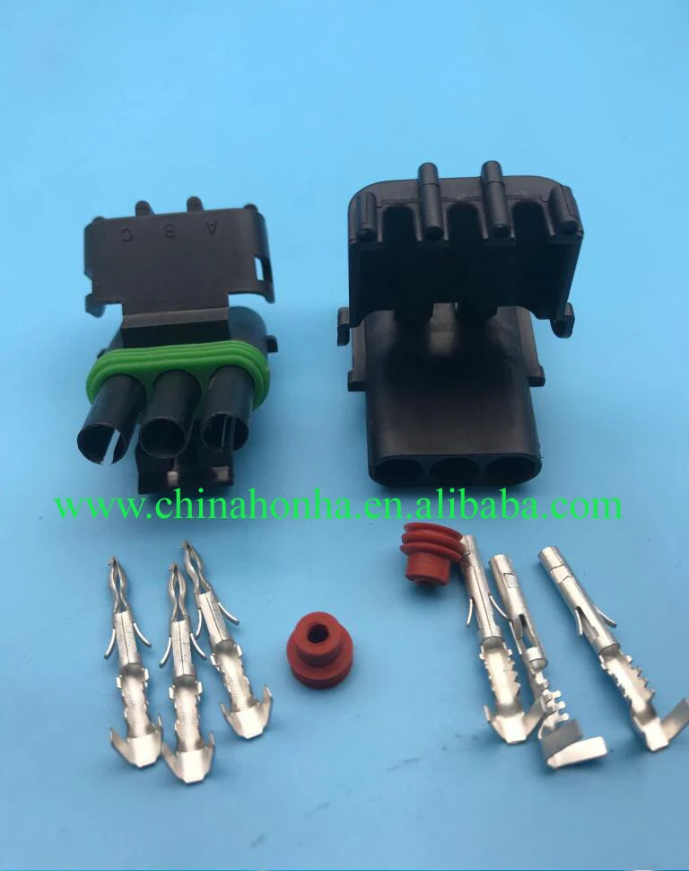 

free shipping 10sets/lot ForDelphi 3 Pin Weatherpack male and female Connector Kit 16-14 AWG