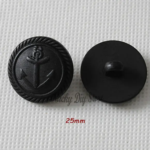 Mixed 25mm & 17mm black British anchor buttons overcoat windbreaker fashion buttons clothing accessories wholesale