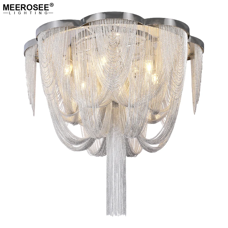 Meerosee Aluminum ChainChandelier Lighting Modern Pendant Illumination Hanging Lamp lampara techo for Foyer Bedroom Living room