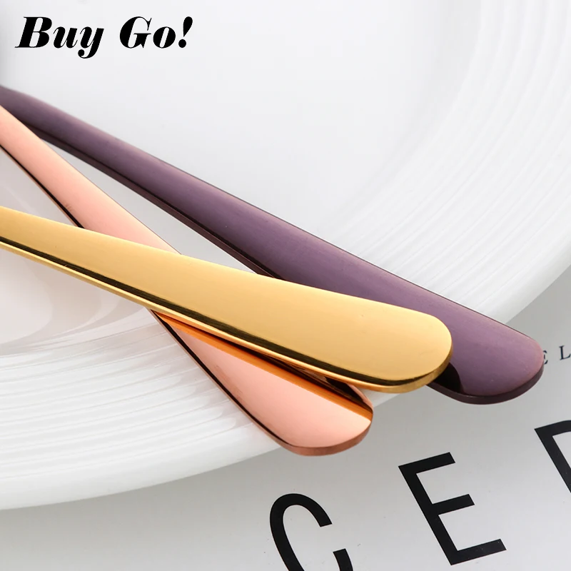 Colorful Mini Teaspoon Luxury Stainless Steel Rose Gold Tea Spoon Small Silver Scoop Mirror Tablespoon Tableware For Party