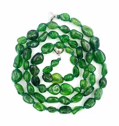 Lii Ji Choker Real Gemstone Green chrome Diopside Necklace Freedom Nugget Shape Approx5-7mm Beads 18inches/45cm Magnet Clasp
