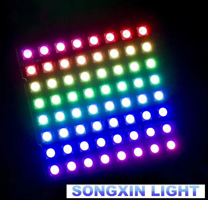 NEW WS2812 LED 5050 RGB 8x8 LED Matrix for Arduino Brand New WS2812B 8*8 64-Bit Full Color 5050 RGB LED Lamp Panel Light