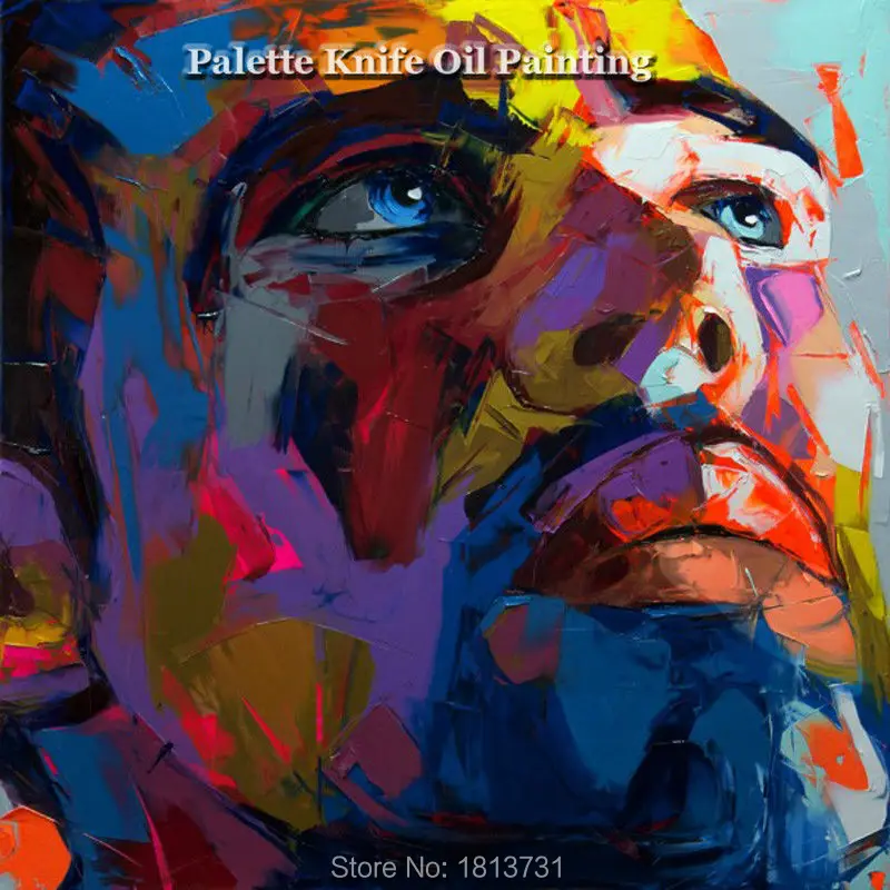 

Hand painted Francoise Nielly Palette knife portrait Face Oil painting Character figure canva wall Art picture13-15