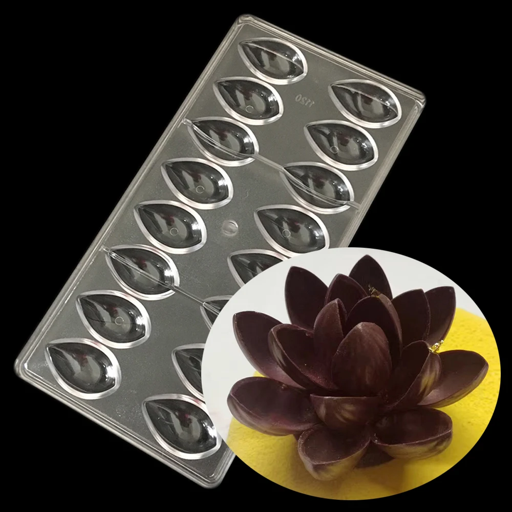 

Olive Fruit Drop Water Lotus Shape PC Polycarbonate Hard Plastic Chocolate Mould Candy Mold DIY Tool