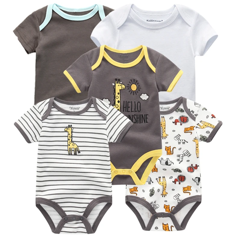 

5PCS/LOT Baby Rompers Boys&Girls Top Quality Short Sleeve Cotton O-Neck 0-12M Novel Newborn Roupas de bebe Baby Girl Clothes