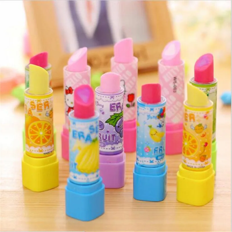 1pieces/lot hot sell lipstick modeling eraser lipstick rubber student supplies