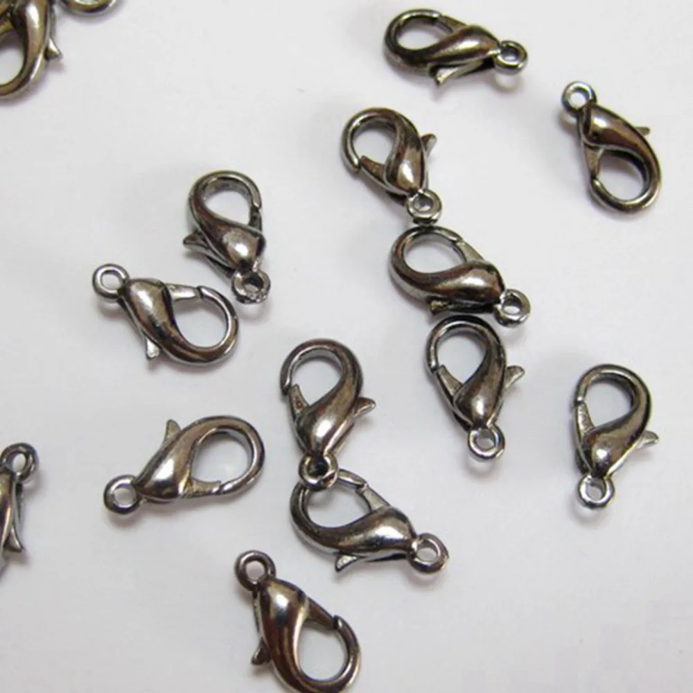 

100 Gunmetal Tone Jewelry Lobster Clasp Findings 12X6mm