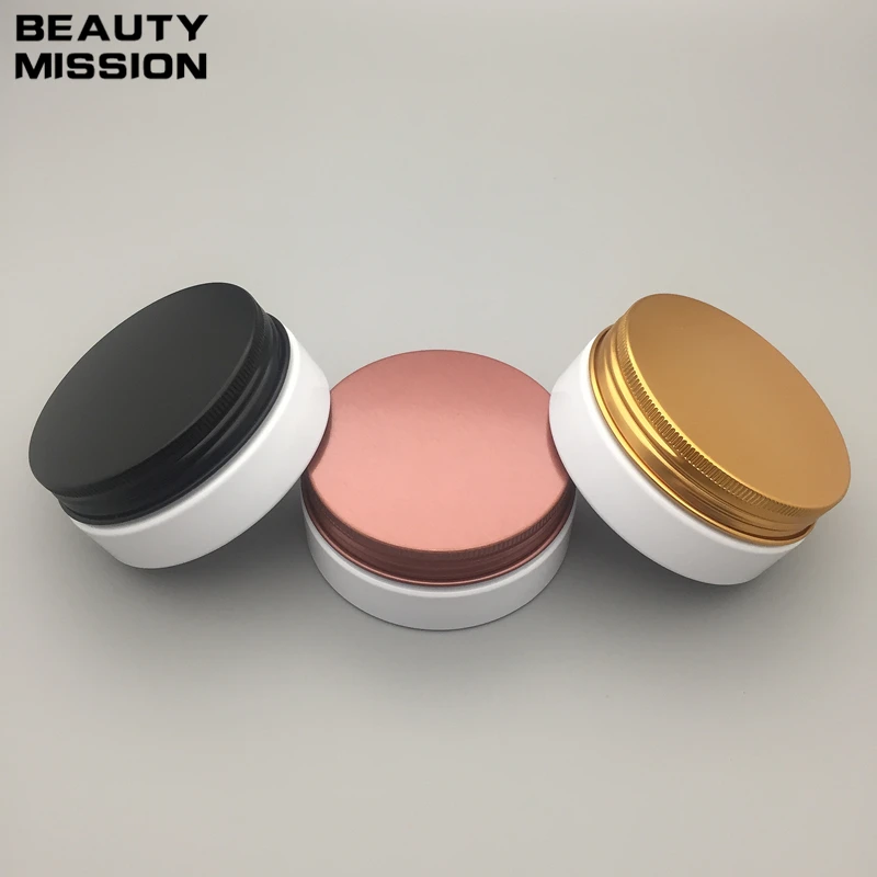 

40Pcs 50g white Cream Jar,Empty Plastic Cosmetic Container,Eyeshadow Cream Box,Small Sample Makeup Sub-bottling With Screw Cap