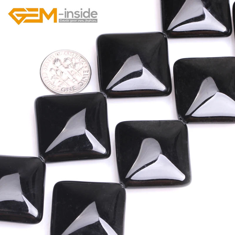 GEM-inside Black Agates Diagonal Square Beads For Jewelry Making Beads DIY Strand 15\