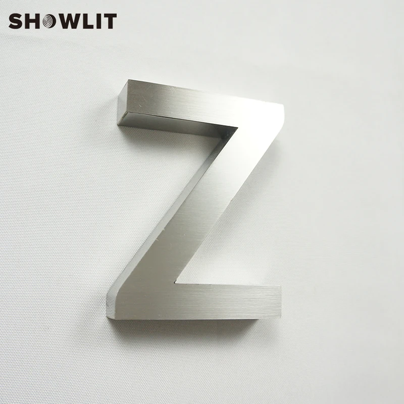 8'' Height Screws Wall Mounted 3D Brushed Stainless Steel Letters