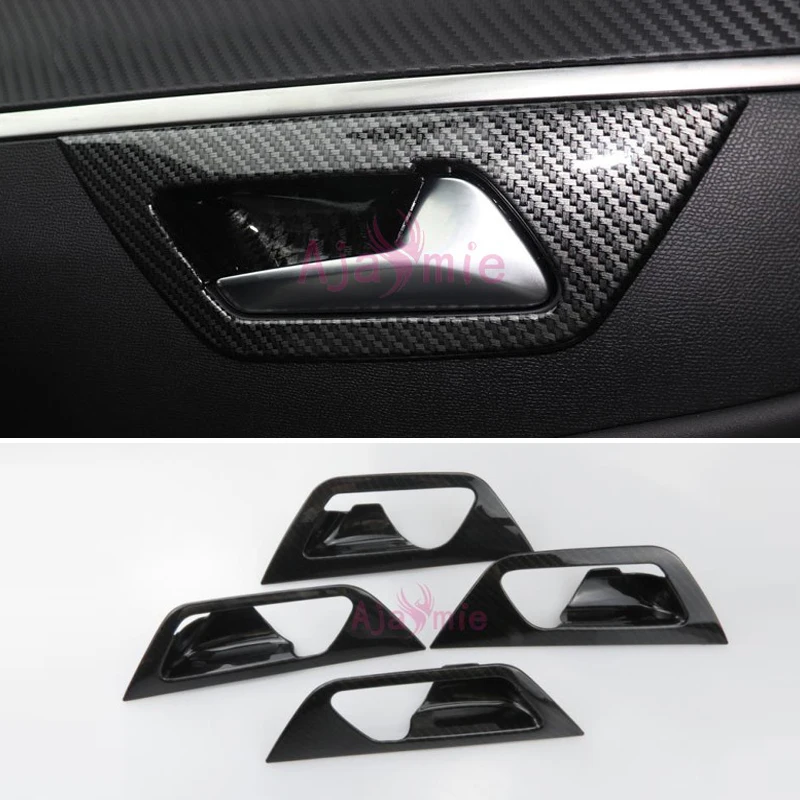 

Accessories For Peugeot 5008 3008 2017 2018 Interior Carbon Fiber Color Door handle Bowl Insert Overlay Cover Chrome Car Styling