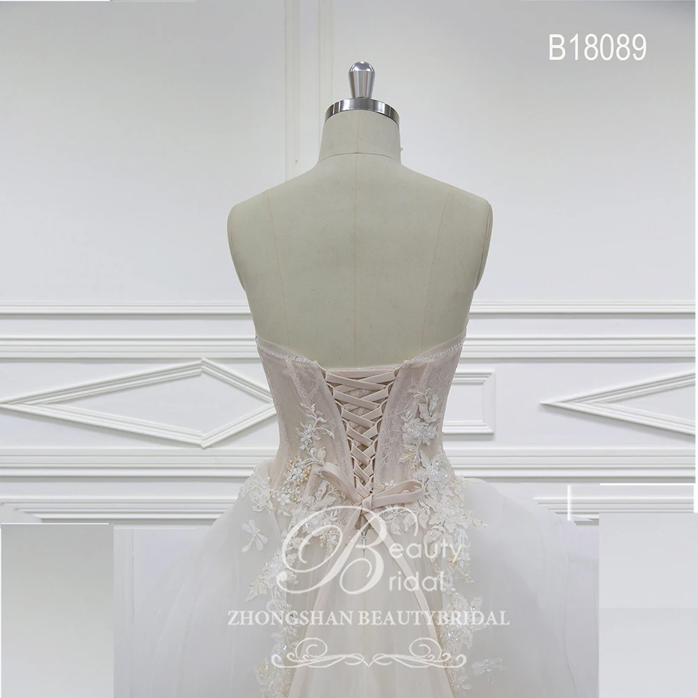 Custom made A-Line Wedding Dresses Beading Backless Sleeveless Bridal Gowns Vestido De Novias Wedding Dress B18089