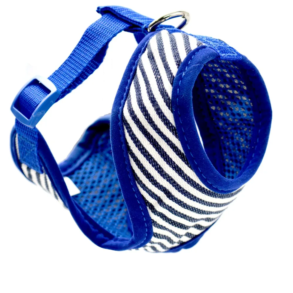 Classic Stripe Style Small Dog Harness Mesh Cloth Vest Pet Harness Dog Breathable Red Blue Color  Adjustable XS S M L XL Size