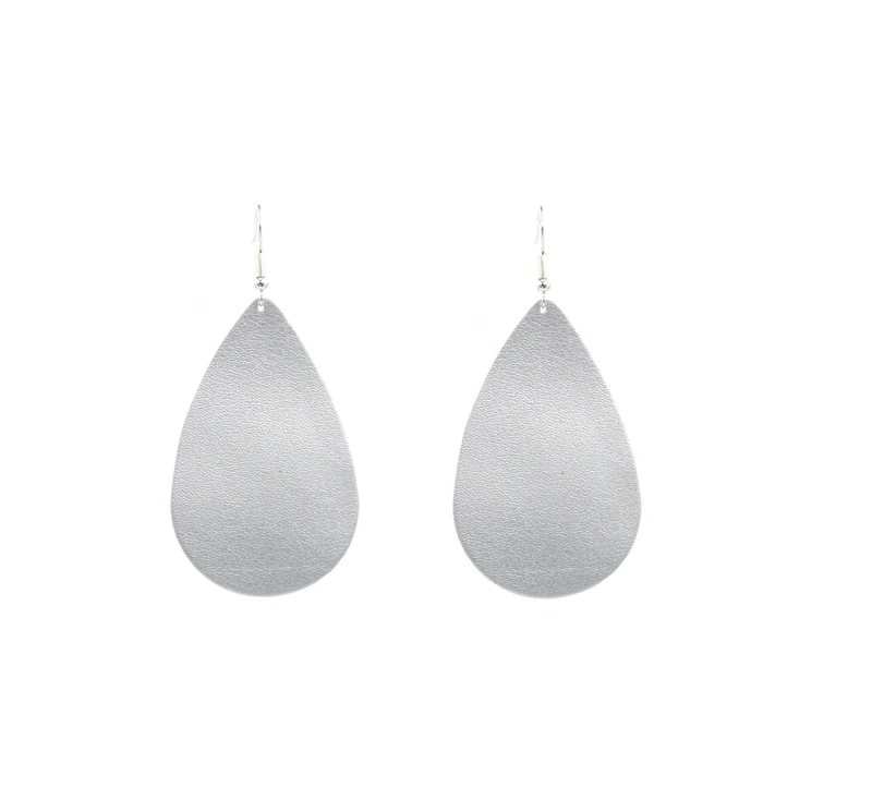 2024 New simple water drop Teardrop Genuine PU Leather Glitter Earrings for Women