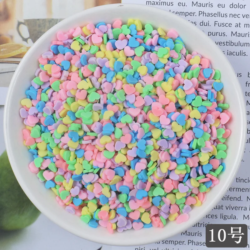 20 gr/los Nette Gefälschte Ton Streusel Bunte Herz Fünf Sterne Schleife Süßigkeiten Streusel für Handwerk Machen, DIY Kuchen Dessert Dekoration – Detail 10