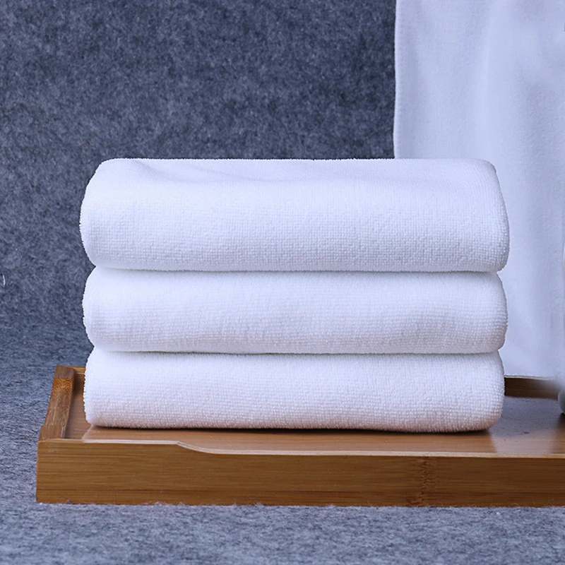 70*140cm White Color Rectangle Bath Towel for Adults Hotel Bamboo Fiber Polyester Bathtub Towels for Bathroom Quick Dry Towel