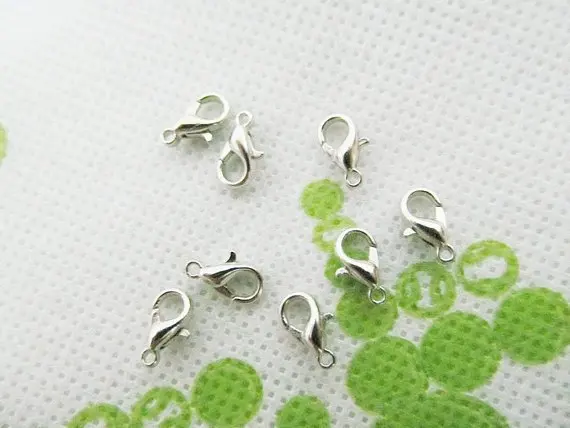 500pcs 6mmx10mm Silver tone/Antique Bronze Rodium Metal Lobster Clasps Hooks Connector Charm Finding DIY Accessory Jewellery