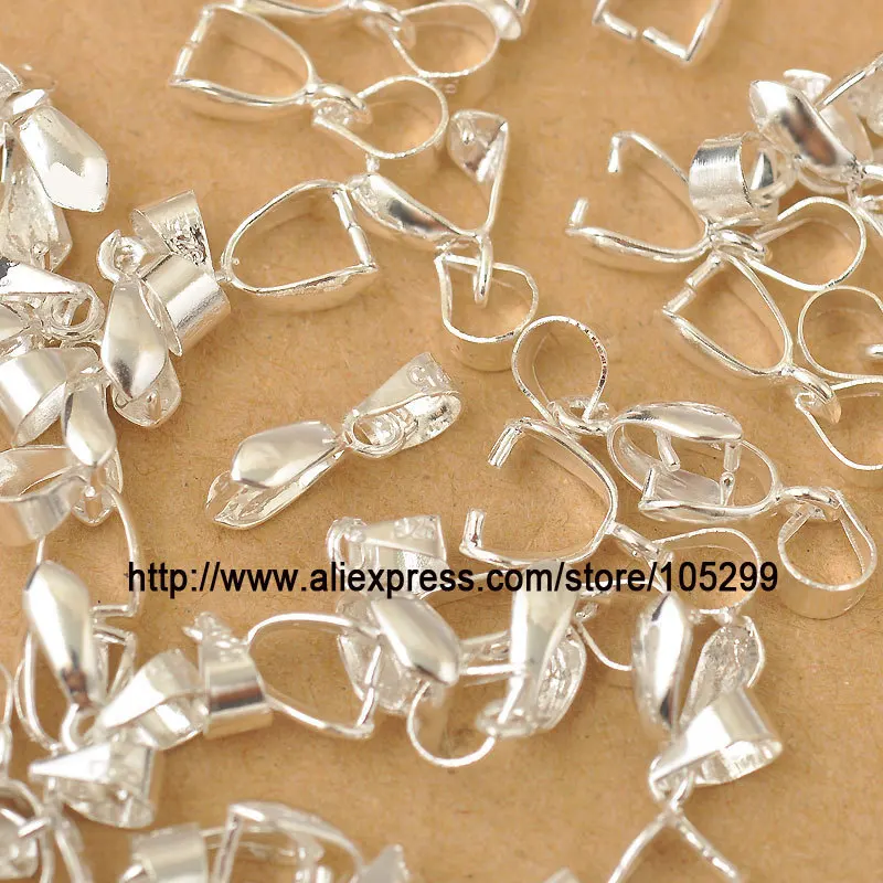 

50X Size-M 4X17MM 925 Sterling Silver Findings Bail Connector Bale Pinch Clasp Bail Pendant