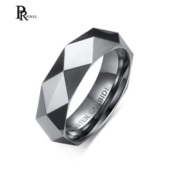 Tungsten Carbide Silver Color Multi-Faceted Prism Rhombus Cut Spinner 6mm Wedding Ring for Men