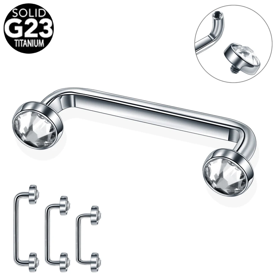 1PC G23 Titanium Internally Thread Crystal Surface Barbell Piercing 14G Micro Dermal Anchor Piercinng Body Jewelry
