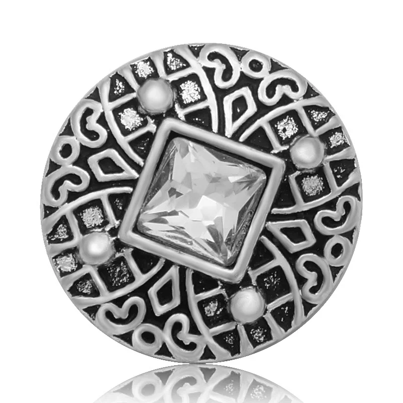 New Beauty Round pattern rhinestone metal 18mm snap buttons  fit 18mm snap jewelry wholesale KZ3271
