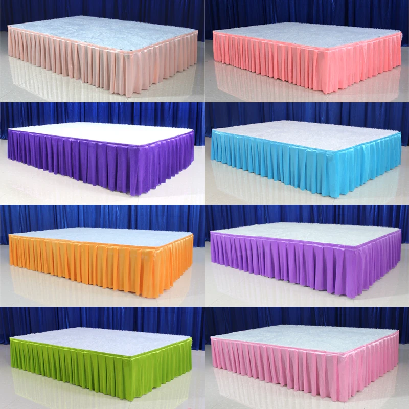 Ice silk table skirt wedding backdrop curtains for table clothes table cover wedding stage table skirting for event party