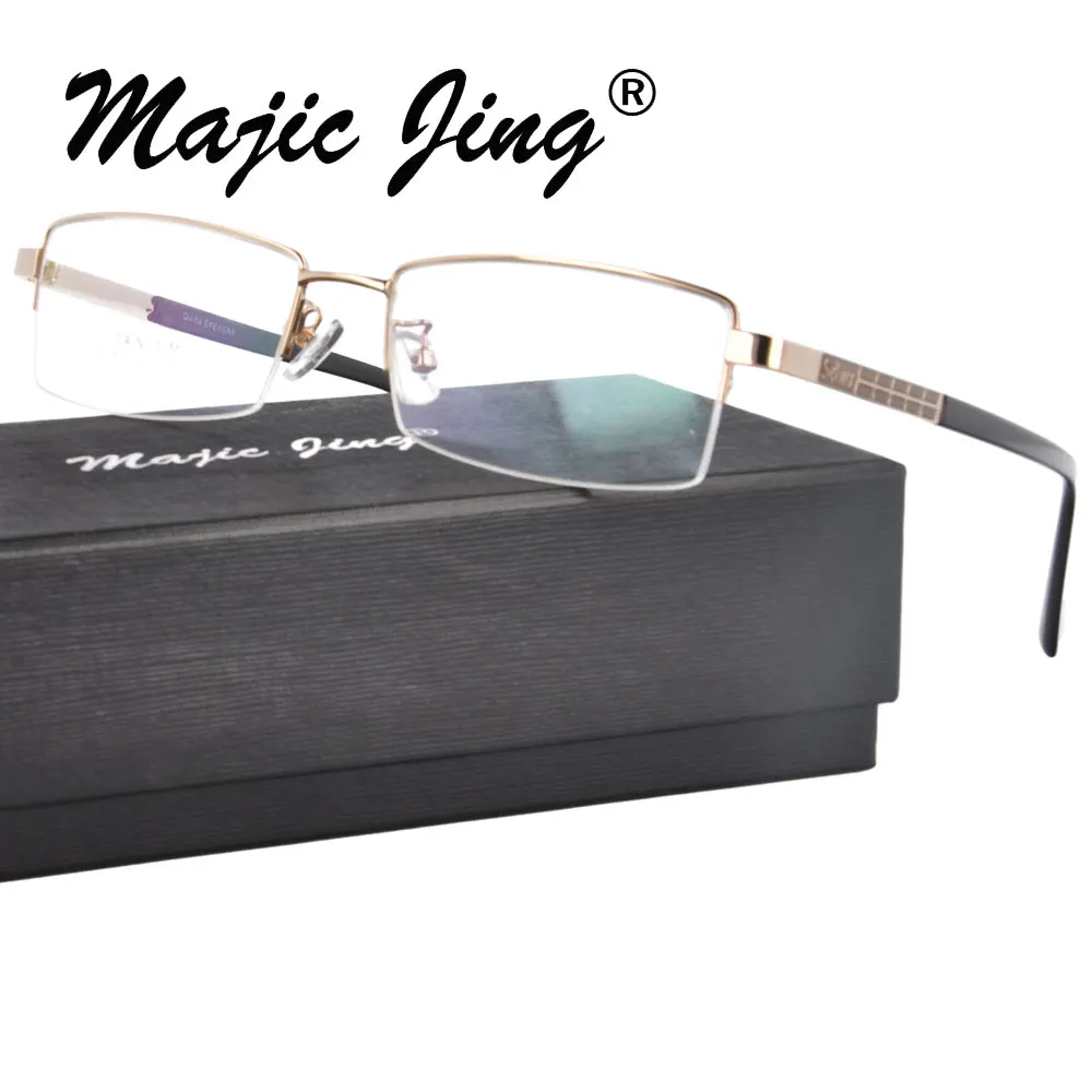 Magic Jing Metal Man Eyeglasses Myopia Eyewear Half Rim RX Optical Frames  6209