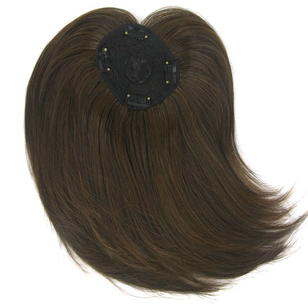 

Soowee Black Brown Synthetic Hair Clip In Toupee Hairpieces Straight Hair Bang Fringe Top Closures Hairpins for Men and Women