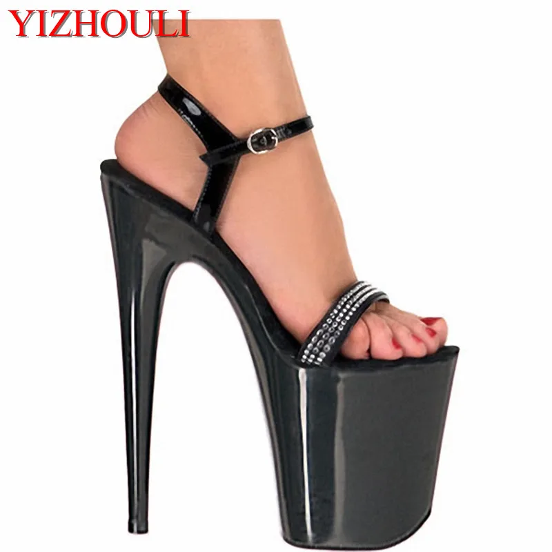 

Model 8 inch sexy stiletto heels, club 20 cm heel open toe, sequined pole-dancing sandals