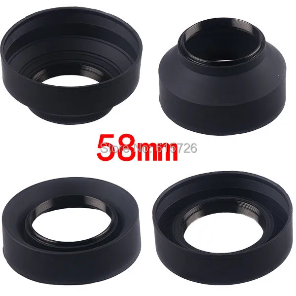 58mm 3-Stage 3 in1 Collapsible Rubber Foldable Lens Hood 55mm DSIR Lens for Canon Nikon camera