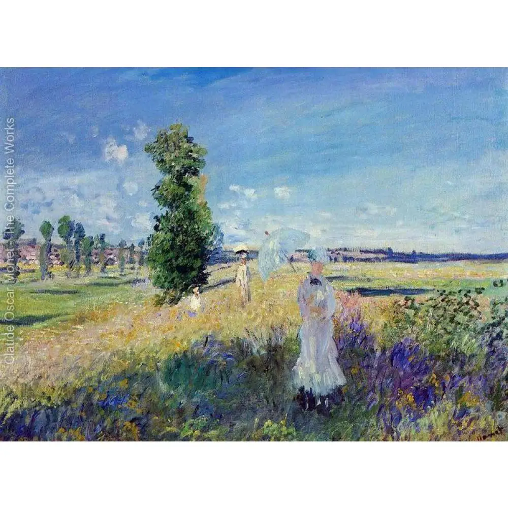 

Hand Painted Oil Painting Claude Monet Canvas Art the Walk Argenteuil High Quality Landscape Picture Reproduction for Wall Decor