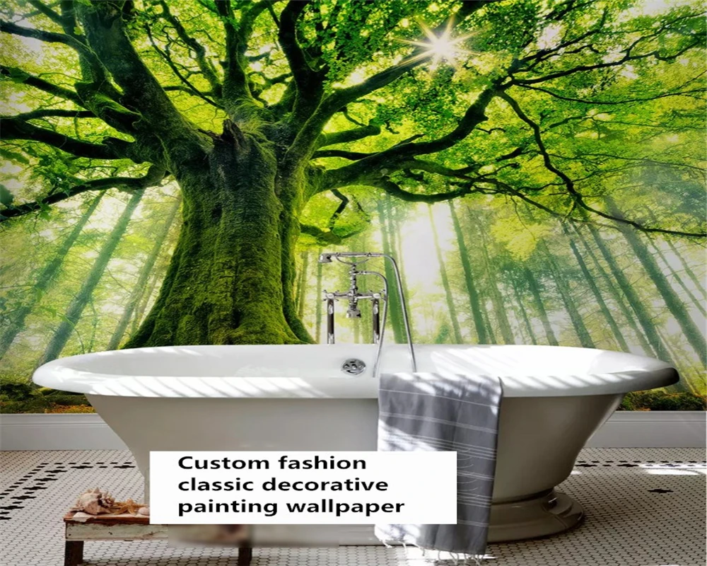 

beibehang Custom Fashion Premium Stereo Wall paper Forest Park Woods Landscape Background papel de parede wallpaper papier peint