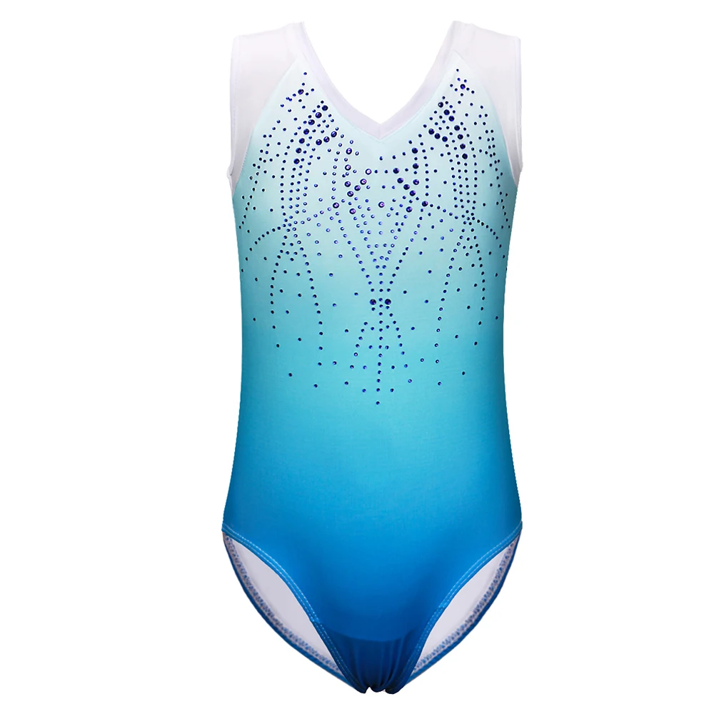 BAOHULU Sleeveless V Collar Girls Leotard Toddler&Youth Child Gymnastics Leotards Bodysuit Acrobatics for Girl Kids Dance Wear