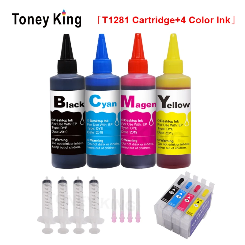 

T1281 Refill Ink Cartridge for Epson Stylus S22 SX125 SX130 SX230 SX235W SX420W SX425W SX430 Printer+ 4 Color 100ml Bottle Ink